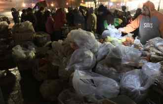 Community Solidarity Farmingville Food Share Banner Bread Table