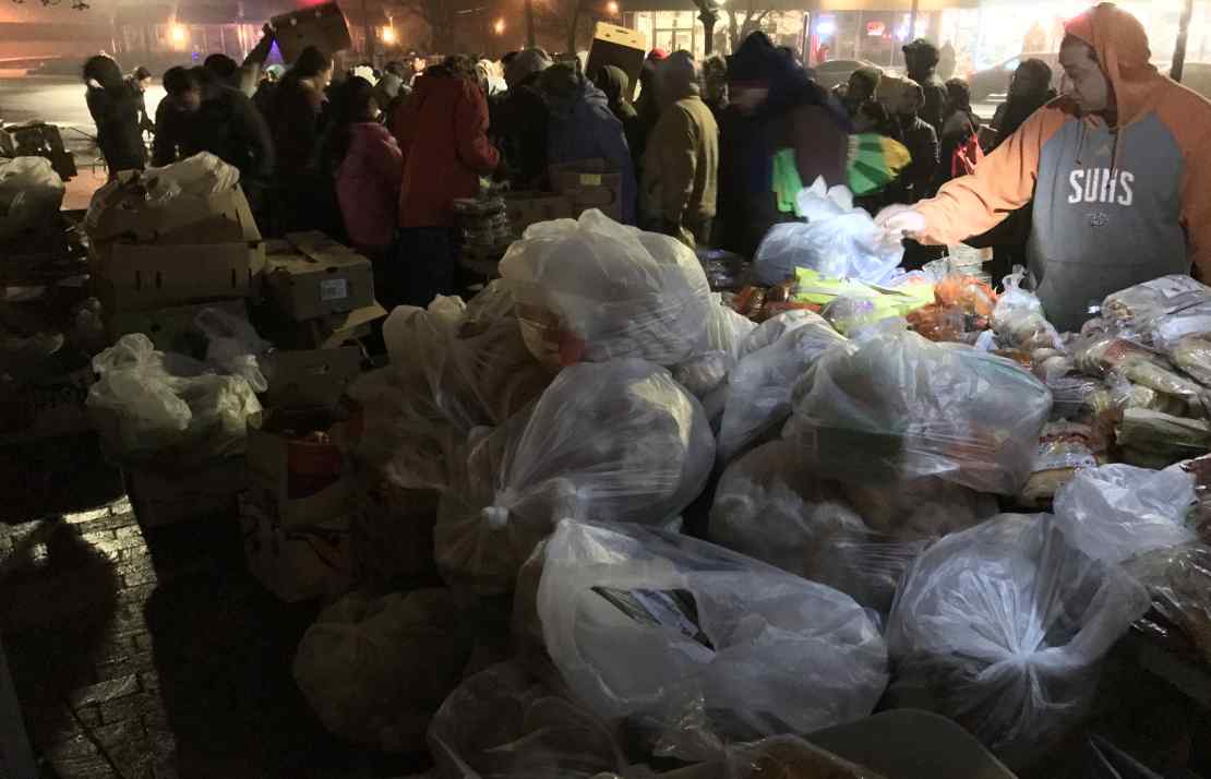 Community Solidarity Farmingville Food Share Banner Bread Table